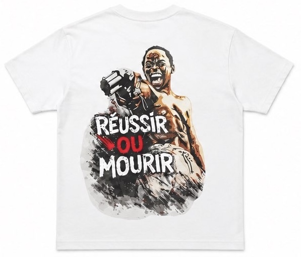 T-Shirt Blanc Réussir ou Mourir - arrière